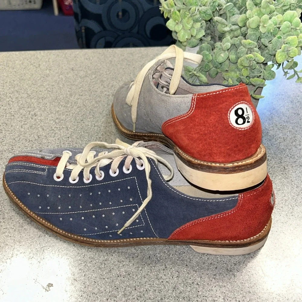 EPIC VINTAGE SUEDE men’s/women’s many UNISEX SIZES bowling shoes Red, Blue,Gray - Picture 3 of 6
